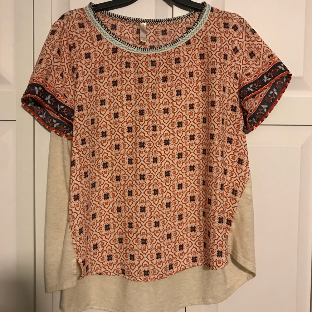 Orange patterned shirt